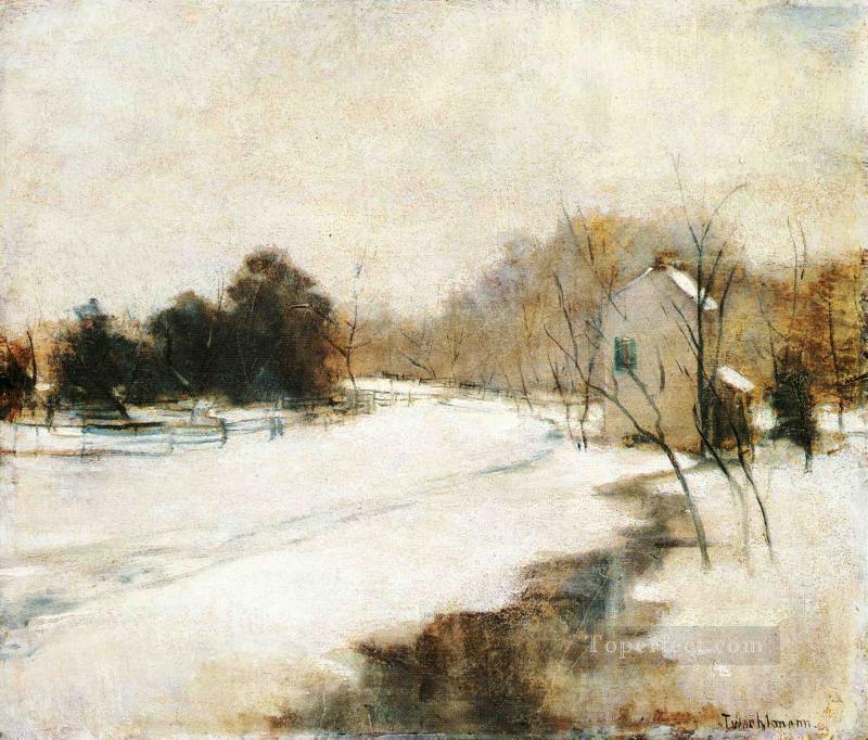 Nieve en el paisaje impresionista de Cincinnati John Henry Twachtman Pintura al óleo